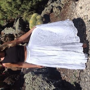 White Crinkle Maxi Skirt, Made in Italy
